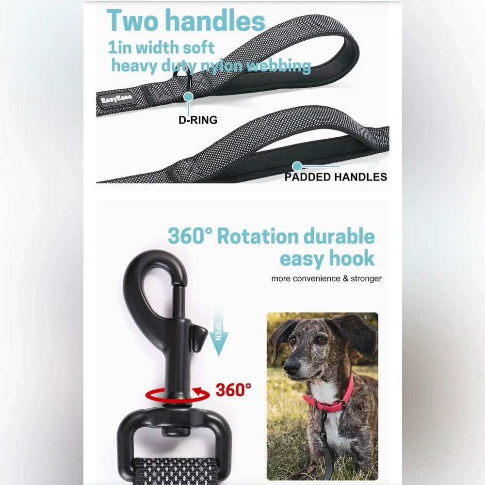10 foot Dog Leash with Waste Bag Holder